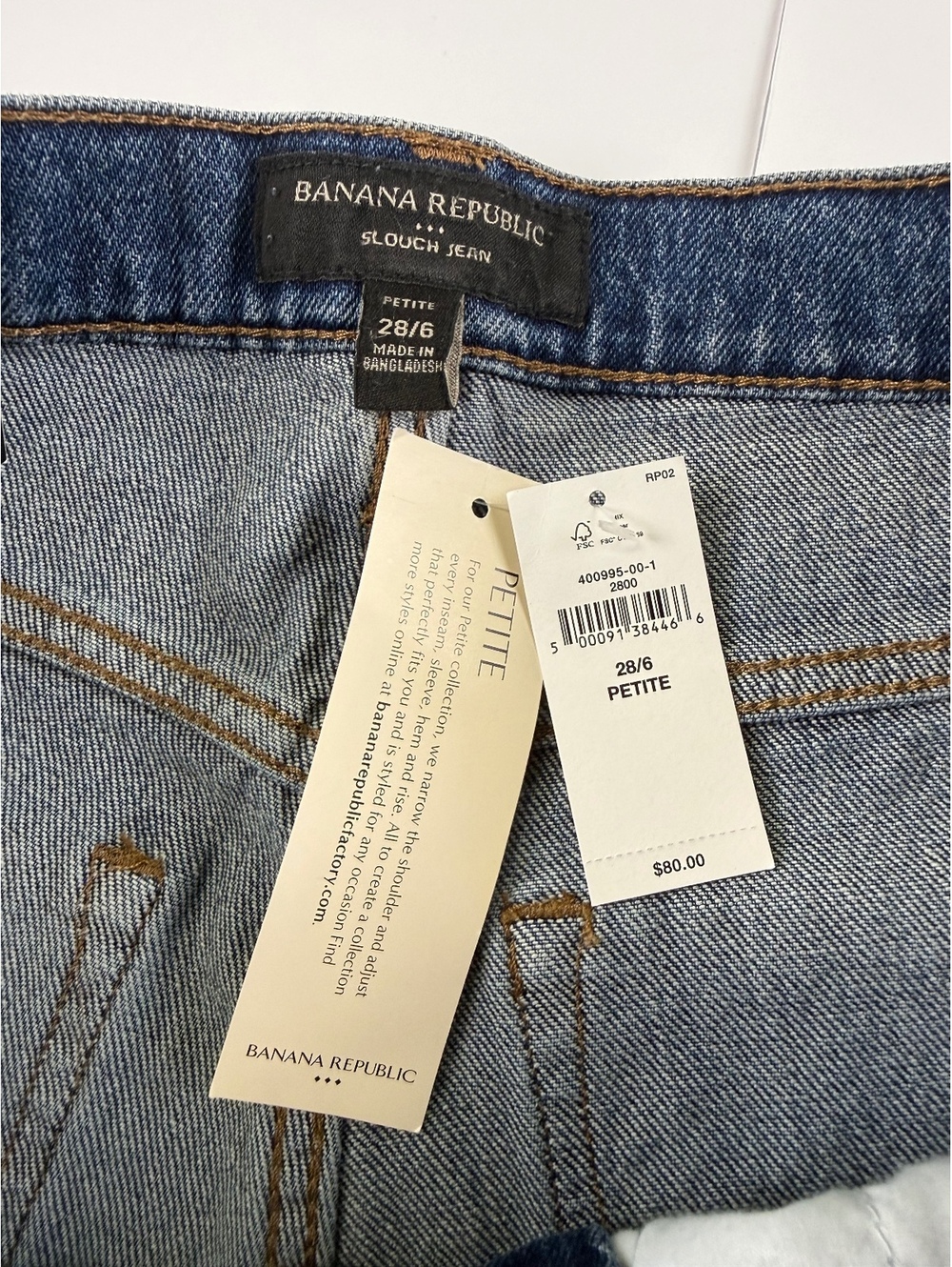 Banana Republic Slouch Jeans Women’s 28/6 Petite New Medium Wash Straight - Picture 4 of 7